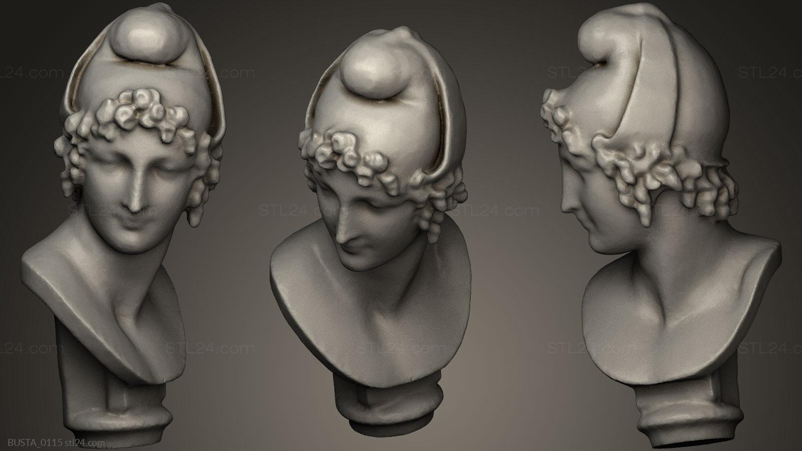 Бюсты и головы античные и исторические (Парижанка, BUSTA_0115) 3D модель для ЧПУ станка